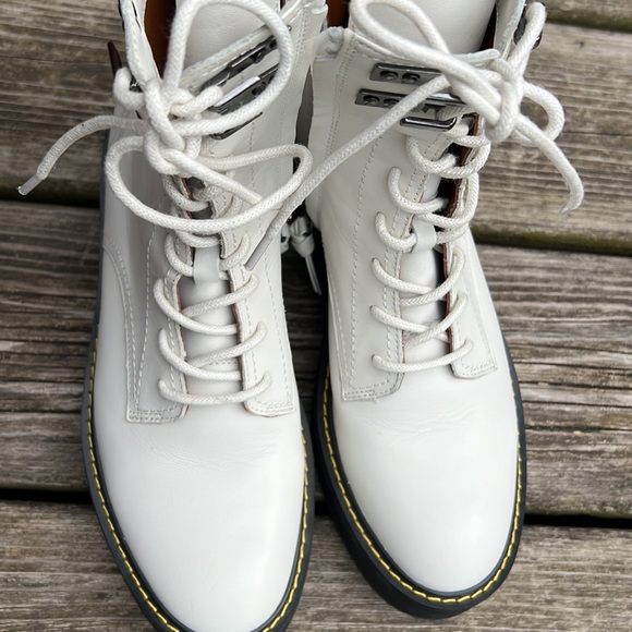 Diane von Furstenberg White Leather Combat Boots size 7 - Picture 8 of 9